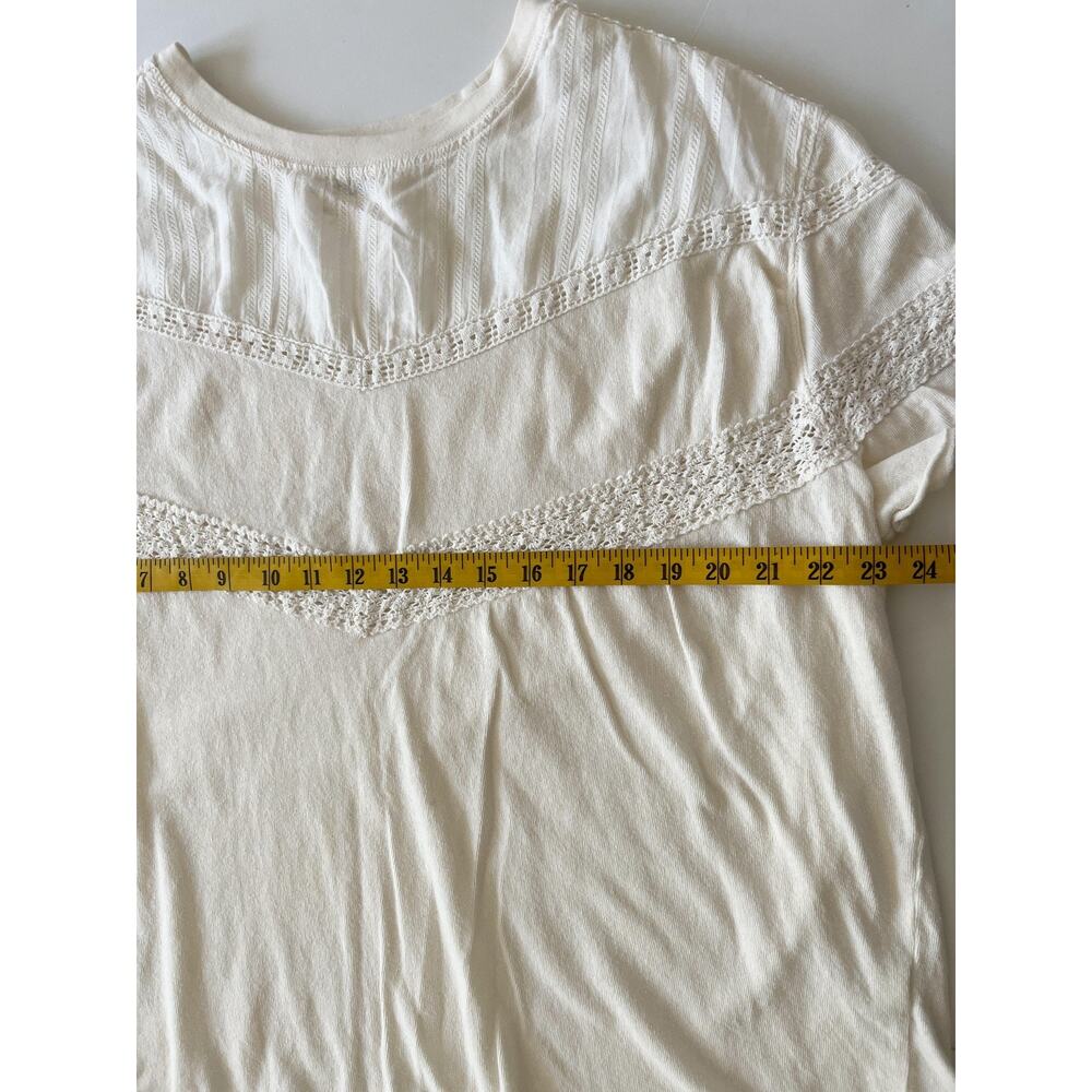We The Free Shirt Womens M White Crew Neck Short Sleeve Sheer Crochet Lace Top - Picture 13 of 13